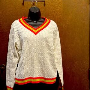 Liz Golf v neck cable sweater